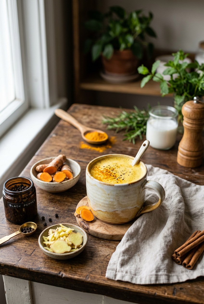 Homemade Ginger-Turmeric Golden Milk: A Soothing Wellness Ritual botanical guide image