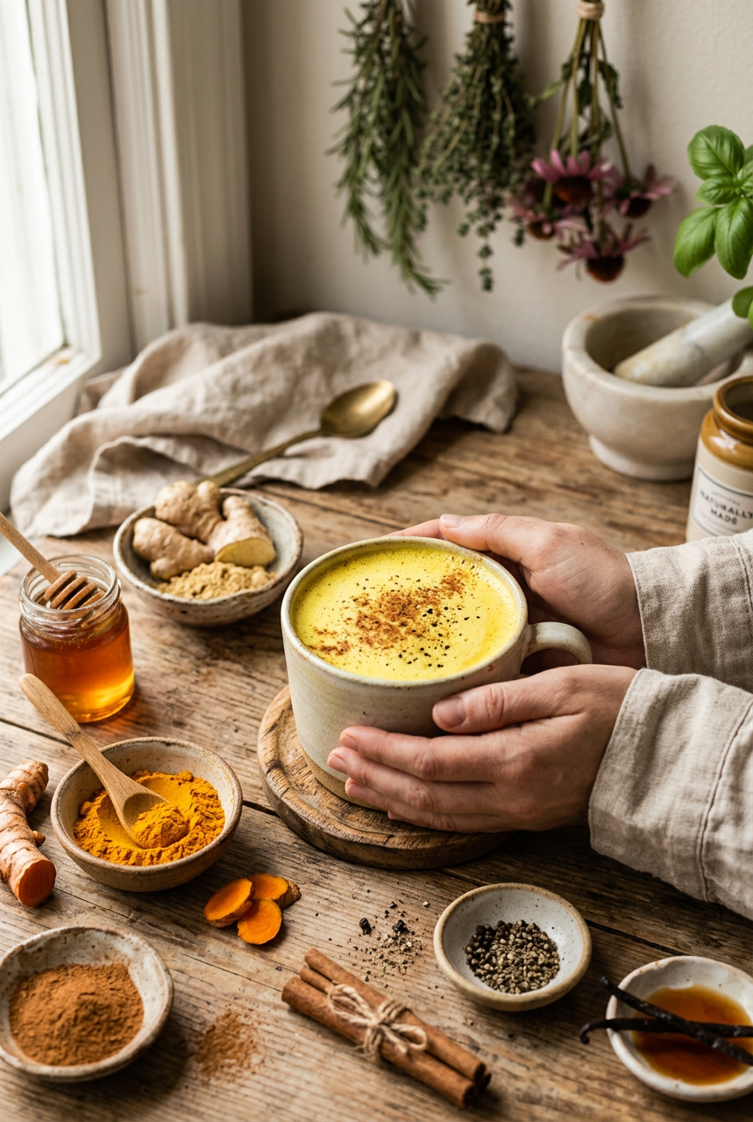 Golden Turmeric Milk: A Warming Remedy for Immune Support botanical guide image