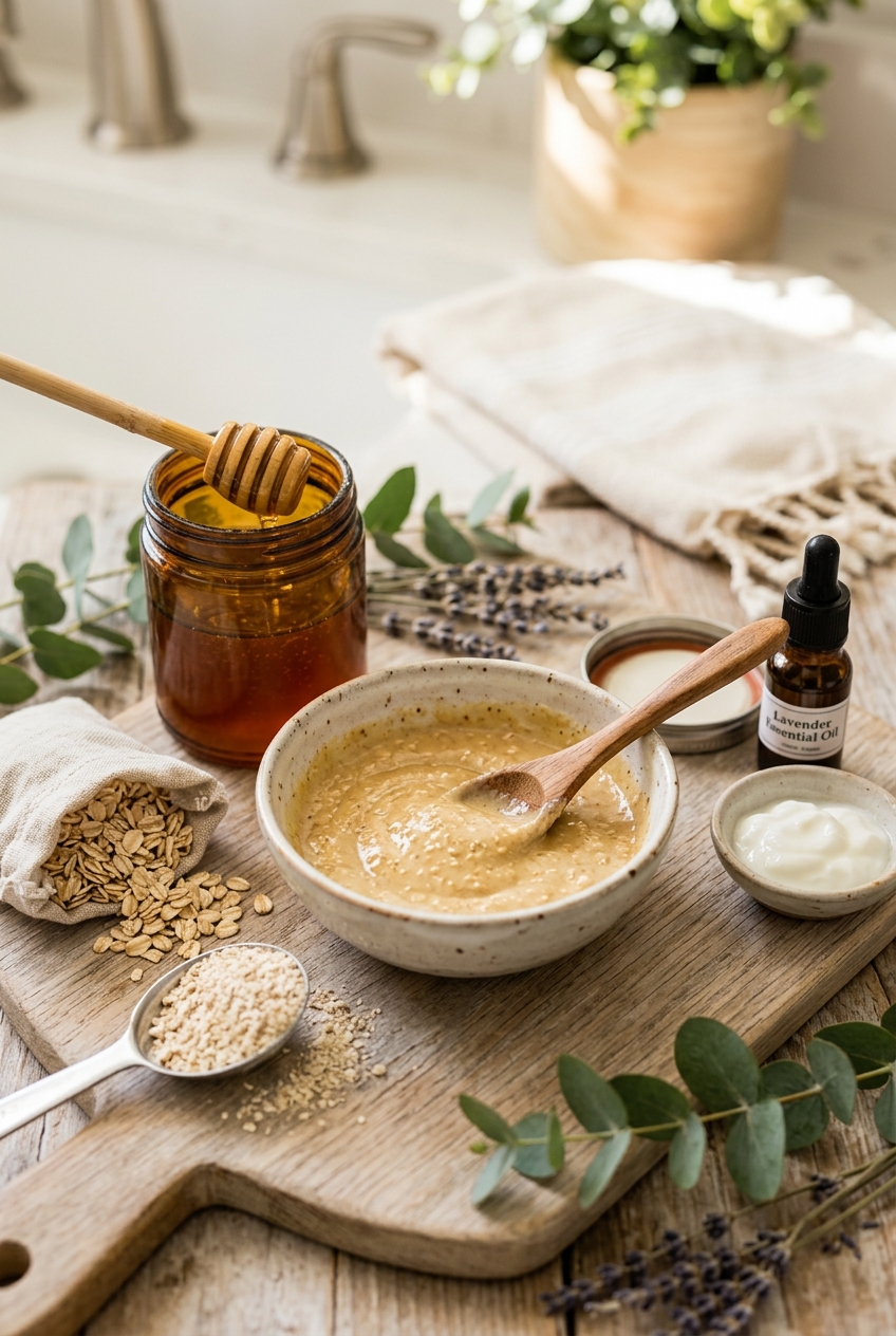 DIY Hydrating Honey & Oat Face Mask botanical guide image