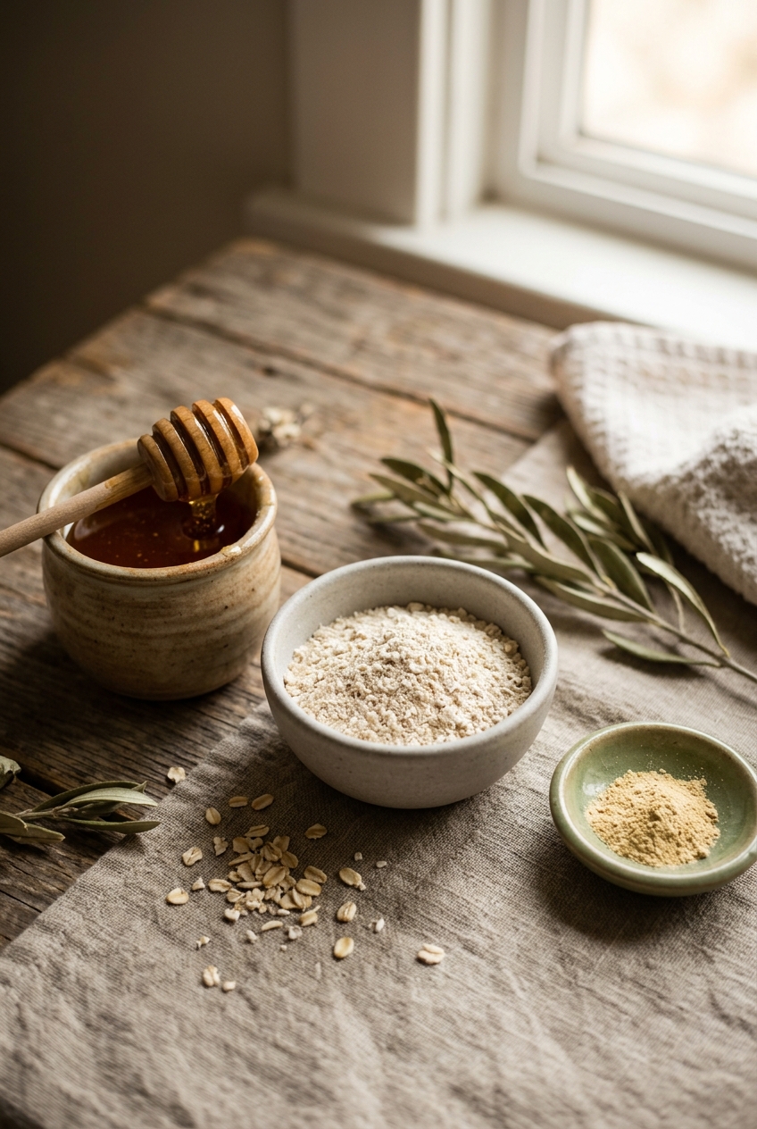 DIY Hydrating Honey & Oat Face Mask botanical guide image