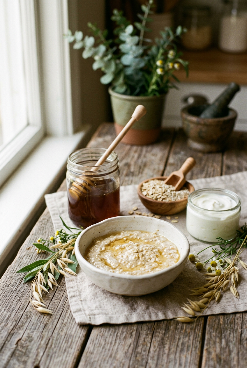 DIY Hydrating Honey & Oat Face Mask botanical guide image